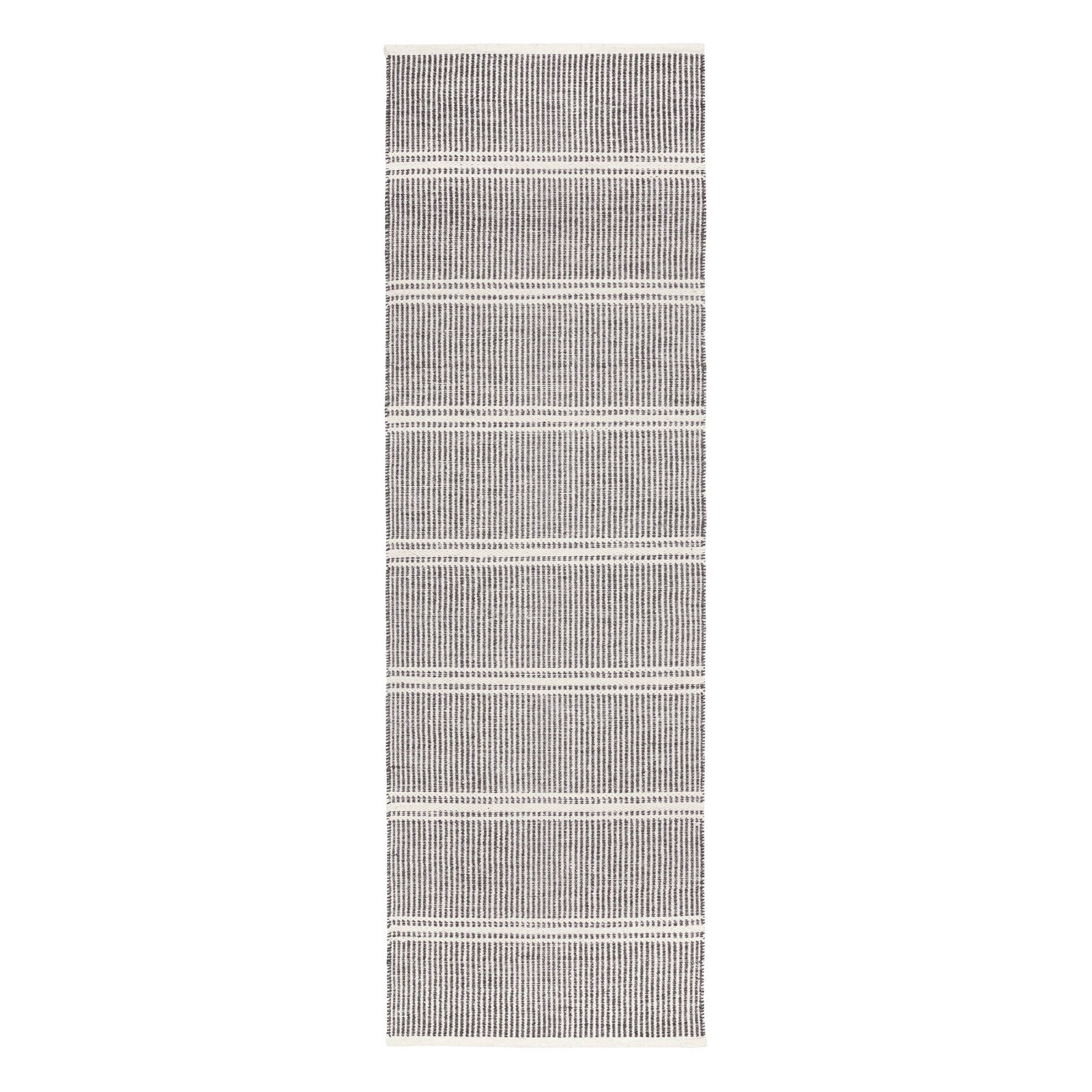 Malta Hand-Woven Striped Wool Rug, Runner 2'6" x 8', Gray
