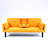 70 - Inch Cotton And Linen Foldable Bed, Yellow, With Central Cup Holder Side Storage, Seats 2, For Small Spaces Multi Functional Dark Grey, Made Of Linen, 2 In Sized Living Areas-1540244398