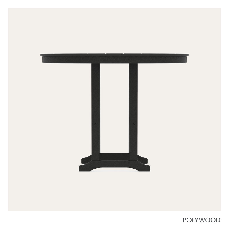 POLYWOOD Round Farmhouse Counter Table, Black, 48"