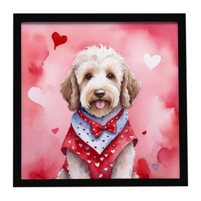 Labradoodle My Valentine Framed Metal Print