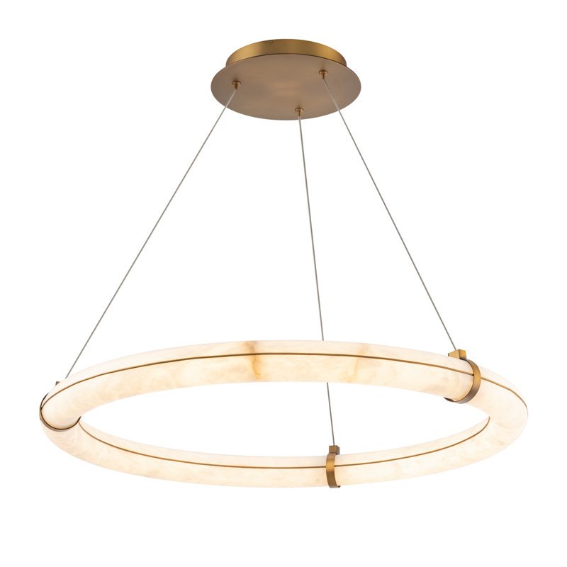 Clique 1 - Light Aged Brass LED Pendant With Alabaster Shade