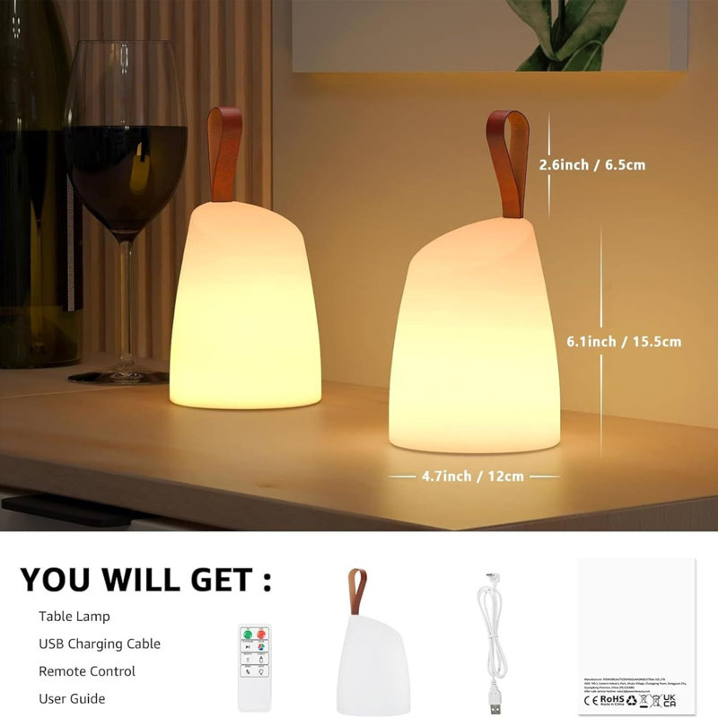 Paquet de 2 lampes de table rechargeables portatives - étanches IP44