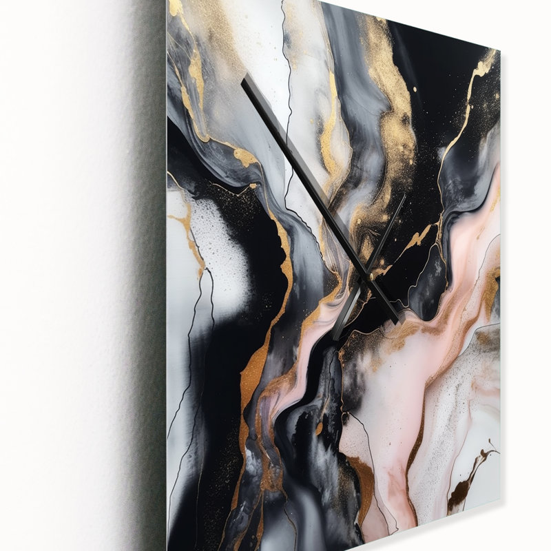 Texture Splash Marble - Horloge murale abstraite, H 40 po x l 30 po x P 1 po