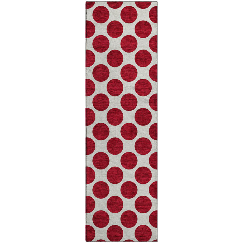Premium Machine Washable Prisco Red Rug, Runner 2'3" x 7'6"