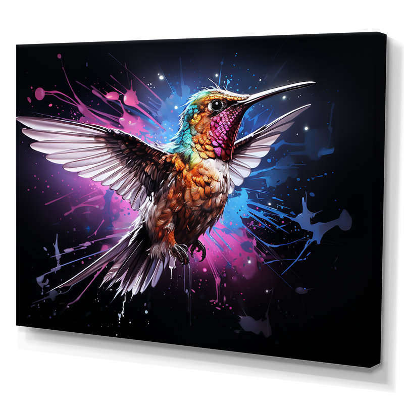 Colibri coloré, battement d'aile, merveille 4 - Art mural colibri, Toile tendue, H 24 po x l 32 po x P 1 po