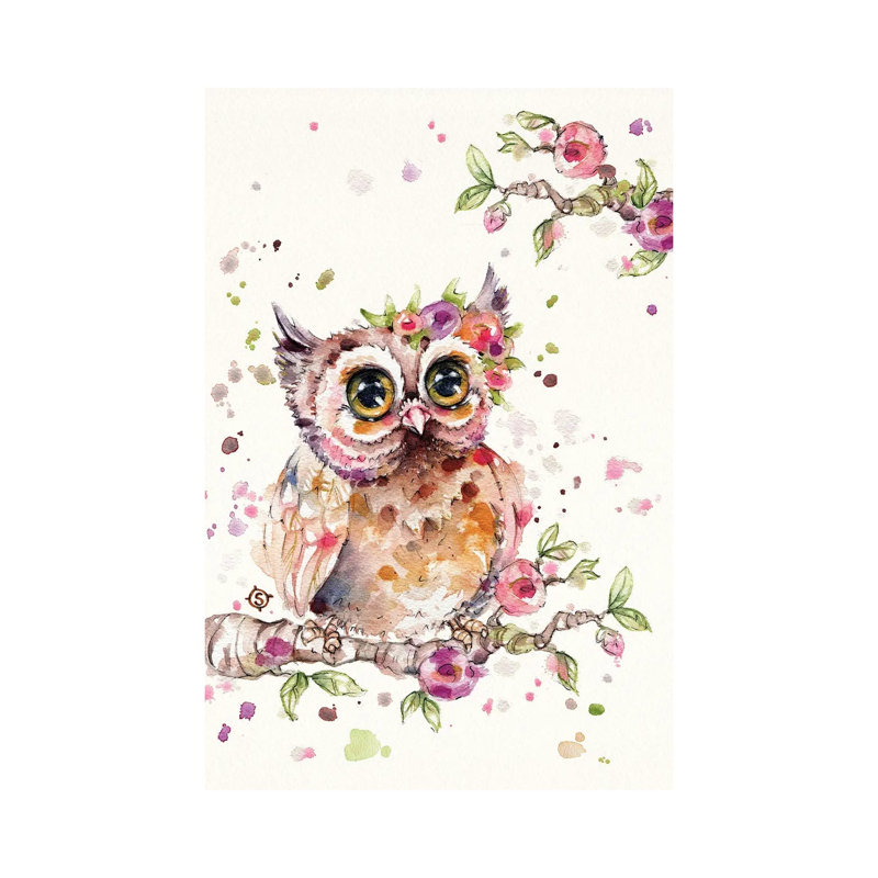 Sweet Owl 1 Piece Wrapped Canvas Painting, 45.72cm H x 30.48cm W x 1.91cm D