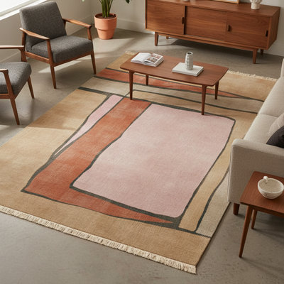 Artisan Weave Abstract Color Block Brown Area Rug
