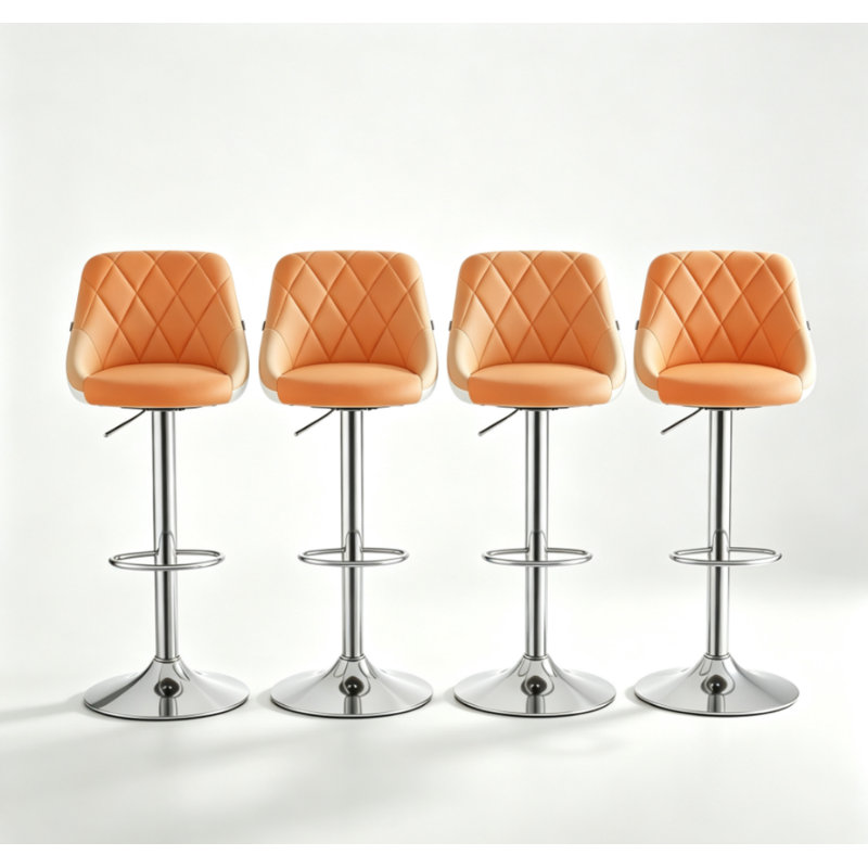 Dequay Swivel Bar Stool, Orange/White, 4