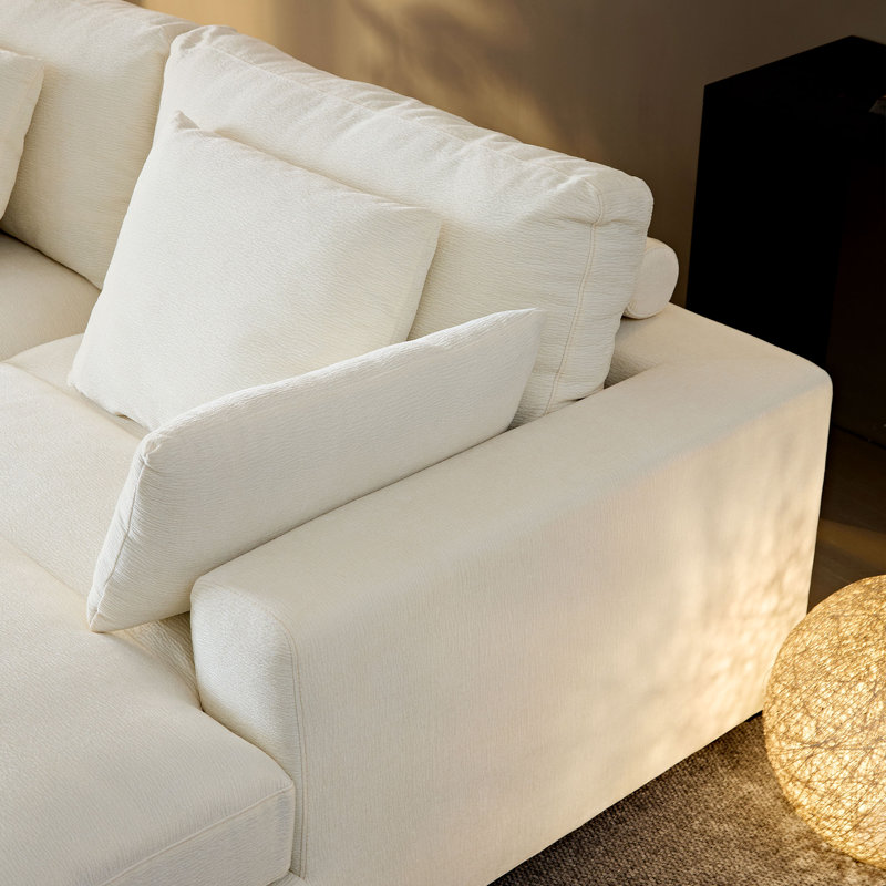 Canapé-lit à accoudoirs carrés 90 po, Beige