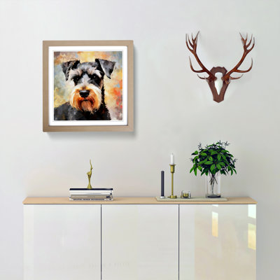 Schnauzer Impressionism - Single Picture Frame Print on Wood