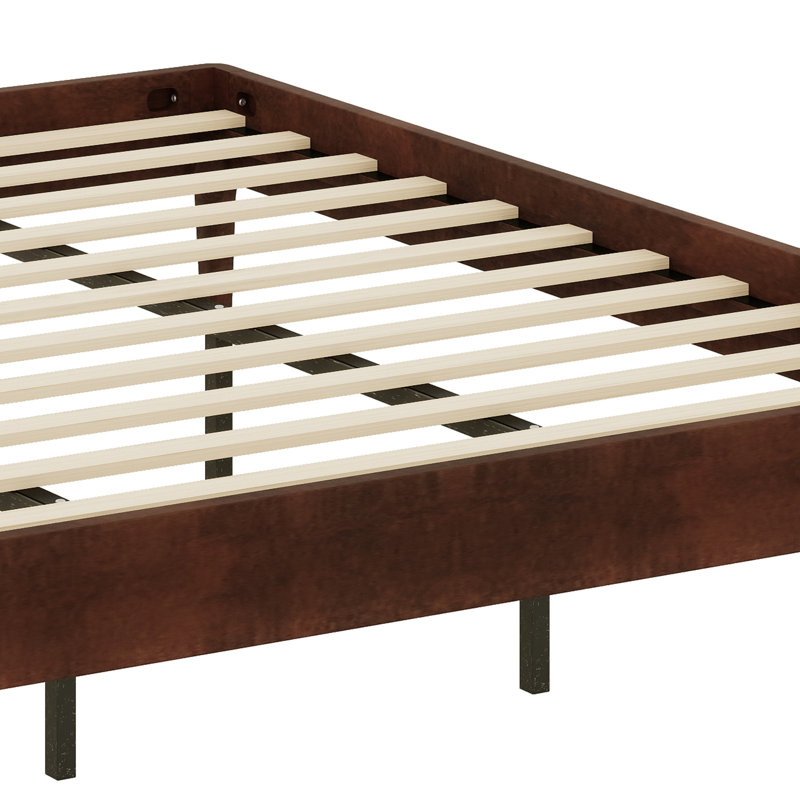 Modern Minimalist Platform Bed, Chocolate, King