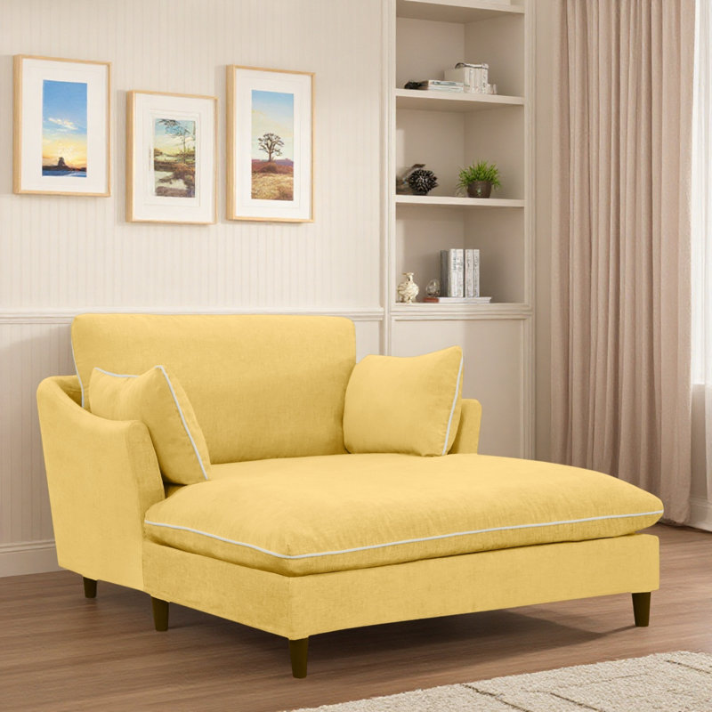 Chaise longue moderne avec coussins, Jaune