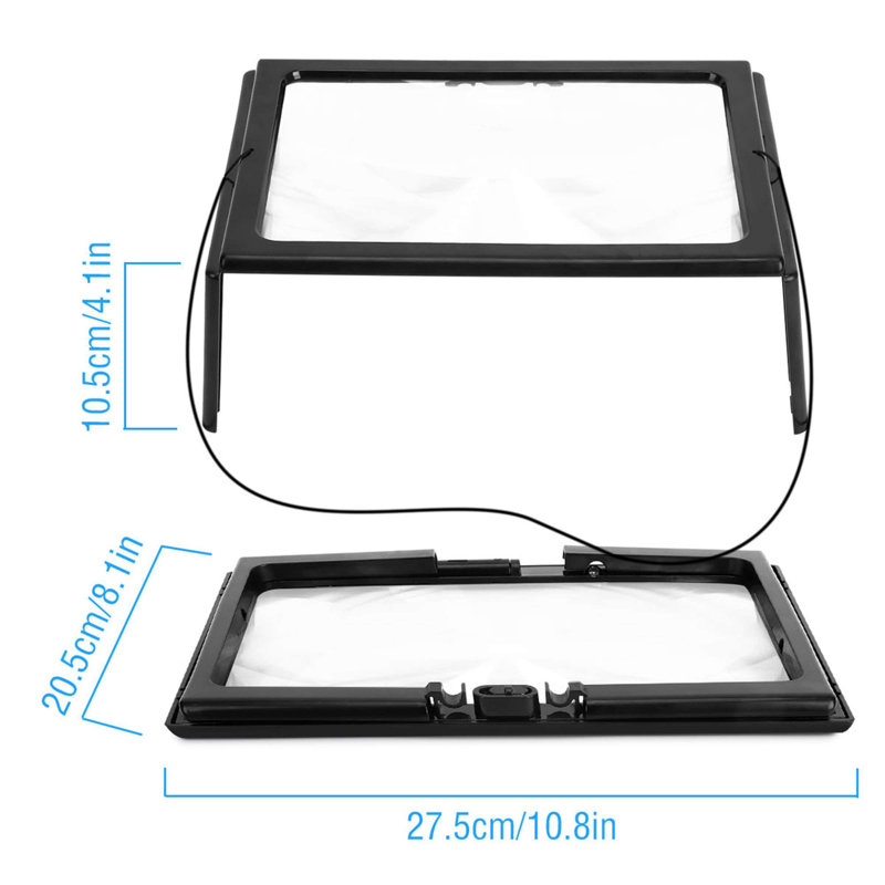 3X Magnifying Glass 4 LED Lighted Magnifier with Light and Foldable Stand for Hands Free Reading
