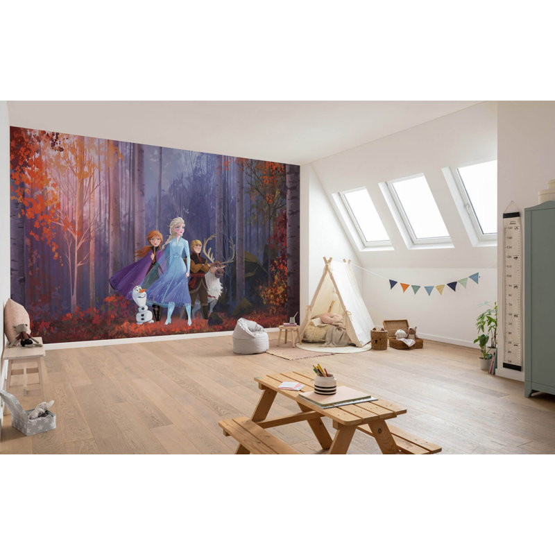 Disney Frozen magical forest scenery Elsa Anna and Olaf non-woven 9.18cm x 13.12cm Low-Gloss Wallpaper Roll