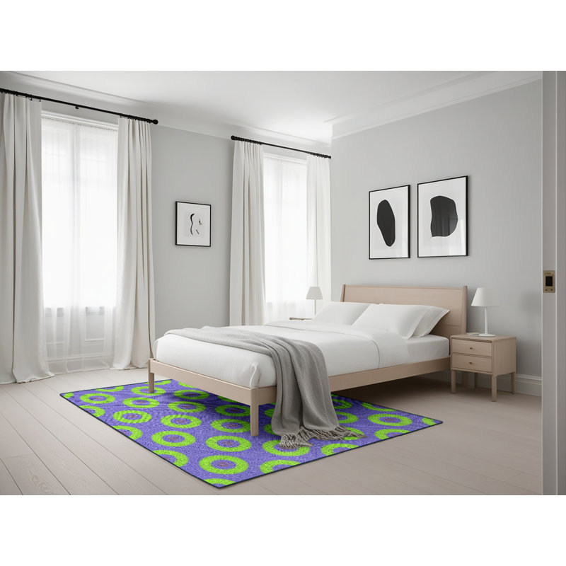 Tapis vert/mauve à motifs Hollister, Rectangle 5 pi x 7 pi