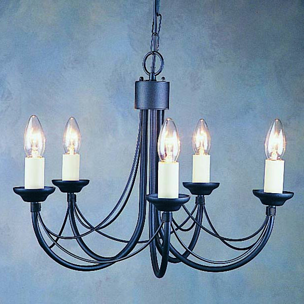 Grandville 5 - Light Candle Style Chandelier, Black
