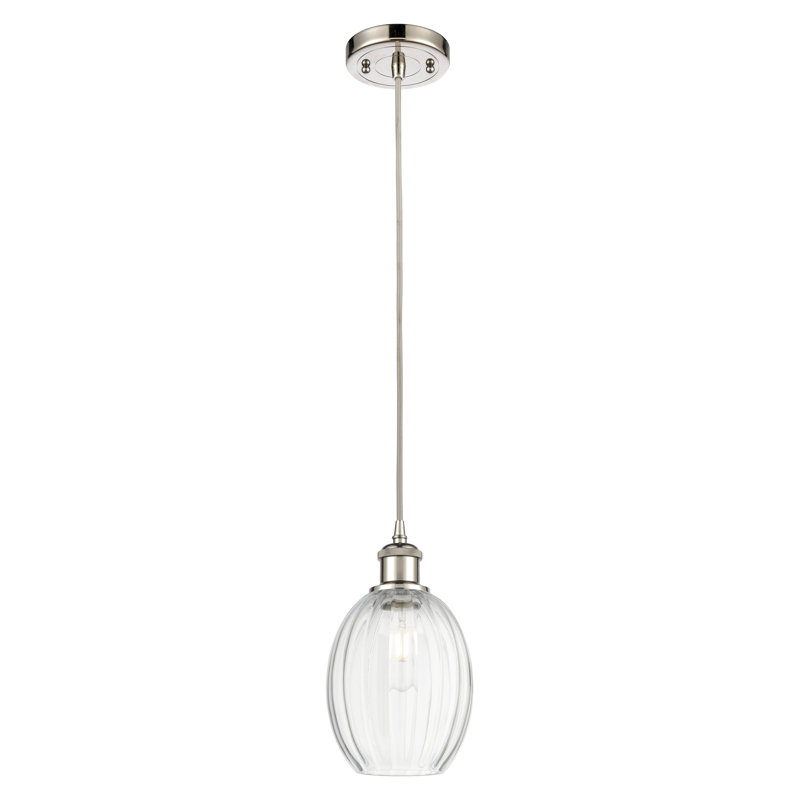 Mini-luminaire suspendu à cordon 1 ampoule Ballston - Alyette, Clair, Nickel poli