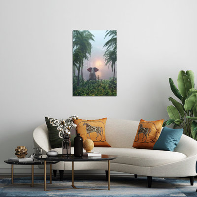 «Elephant and Dog Sit in the Rainforest» par Mike Kyiv - sans cadre