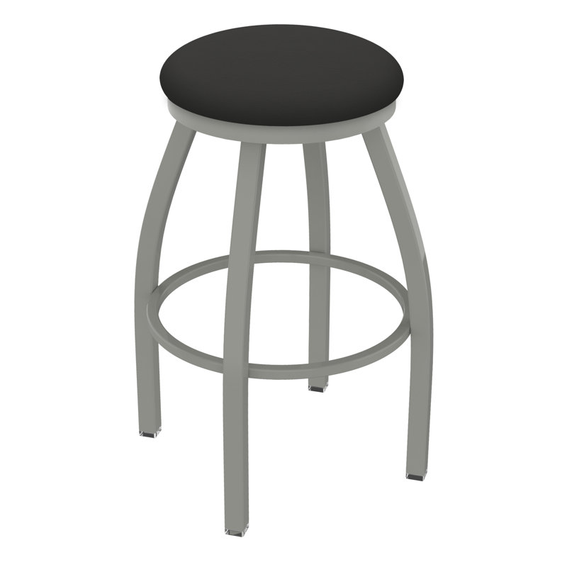 Cragin Swivel Upholstered Counter Stool, Anodized Nickel, Vinyl-Canter Iron, Bar Stool (30” Seat Height)
