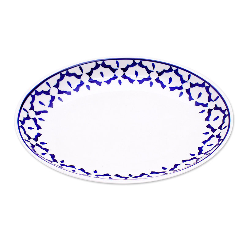Winston Porter Handmade Blue Pineapple Ceramic Plate