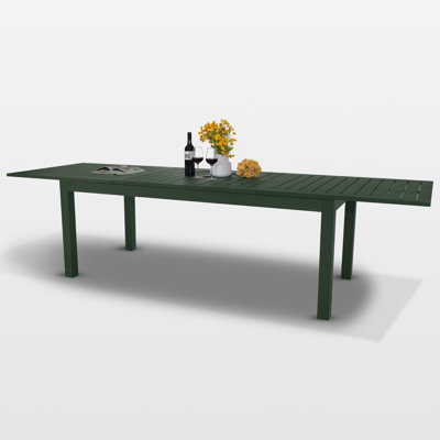 116 in. x 35.4 in. 10-Person Extra Large Extendable Rectangular Aluminum Outdoor Dining Table with Umbrella Hole