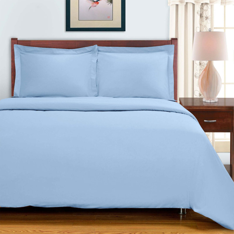 Classic 700 Thread Count Certified Certified Egyptian Cotton Sateen Duvet Cover Set, Light Blue