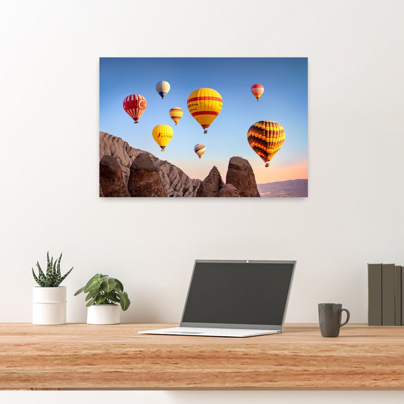 Cappadocia Hot Air Balloons Colorful Peaceful Vibrant Landscape Nature Wall Art Print by Sayyed Nayyer Reza - Wrapped Canvas Print