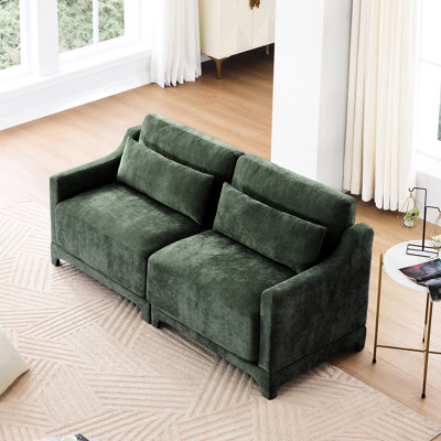 Two - Seater Chenille With Ergonomic , 2 Lumbar Pillows, Wood Frame, Comfortable Cushions, Fits Reading Nooks And Bedrooms Fabric , Design, Base, Support Ideal For Different Interior Spaces Living