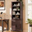 Bibliothèque à 5 niveaux avec bibliothèque réglable de 72 po avec portes et armoire de rangement-689095111
