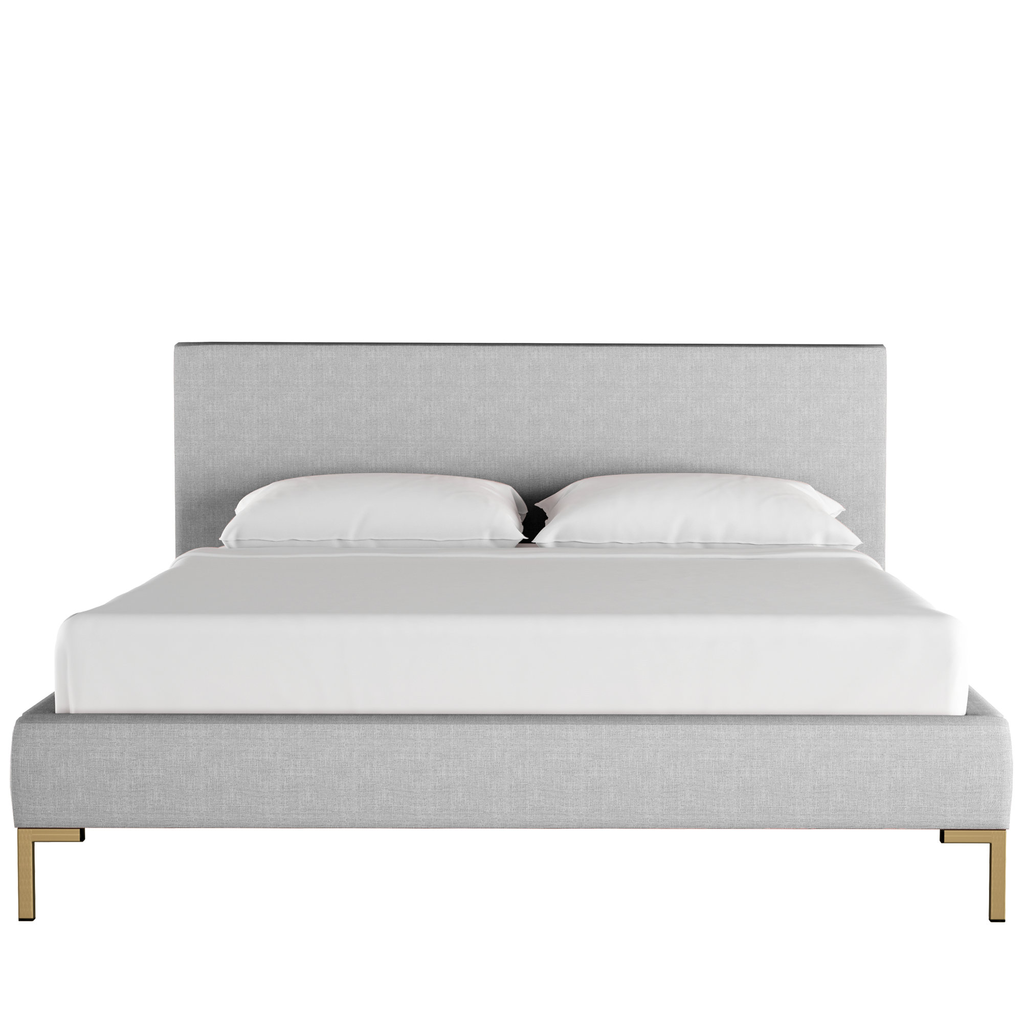 Rand Upholstered Bed, Queen, Brass, Zuma Pumice Textured Linen