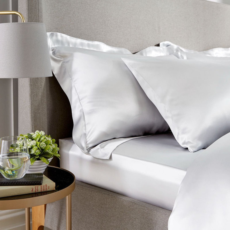 Charlaine Silk Fitted Sheet, Double (4'6), Grey
