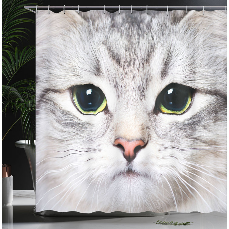 Cat Shower Curtain Set + Hooks East Urban Home Size: 75 H x 69 W