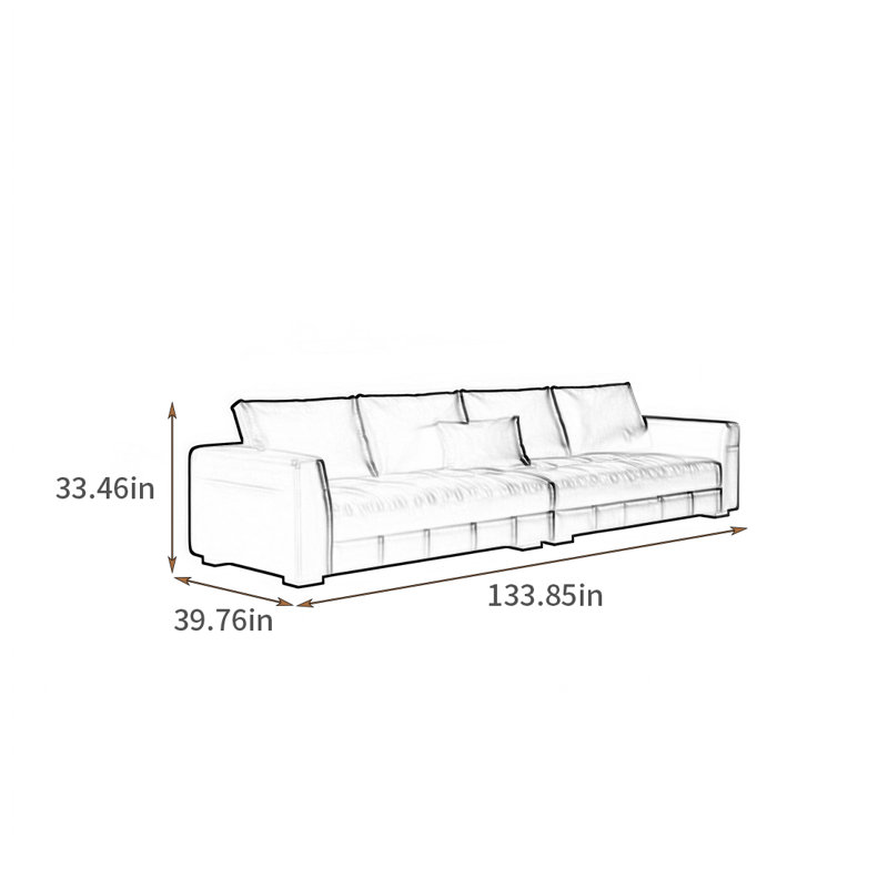 Canapé de luxe rétro français, 6, H 33,46 po x l 133,85 po x P 39,76 po