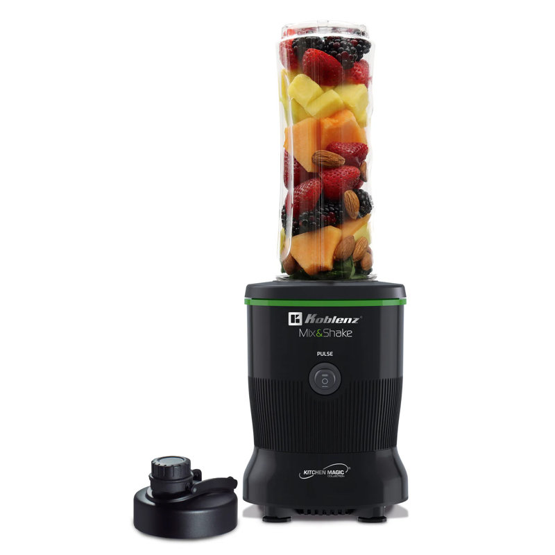 Mix&Shake Personal Blender 20oz, stainless steel blades, pulse function, and 600 watt motor (Black model), Black