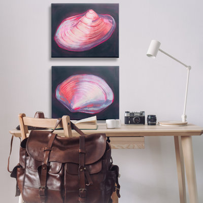 Pink Clam Shells  2 PC Canvas Wall Art Set by Grace Popp