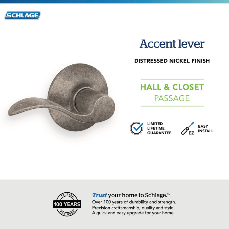 Accent levier levier et serrure de placard, Nickel vieilli