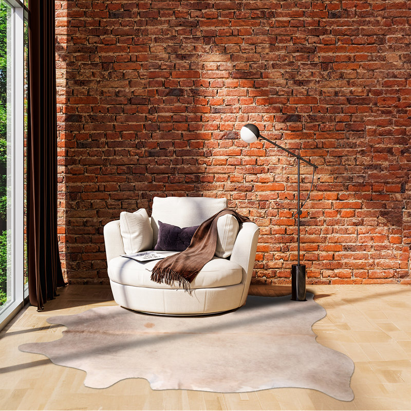 Tapis en cuir de vachette champagne clair personnalisé, Nouveauté 5 pi 8 po x 6 pi 7 po