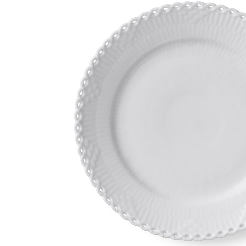 White Fluted Full Lace Dessert Plate 7.48"