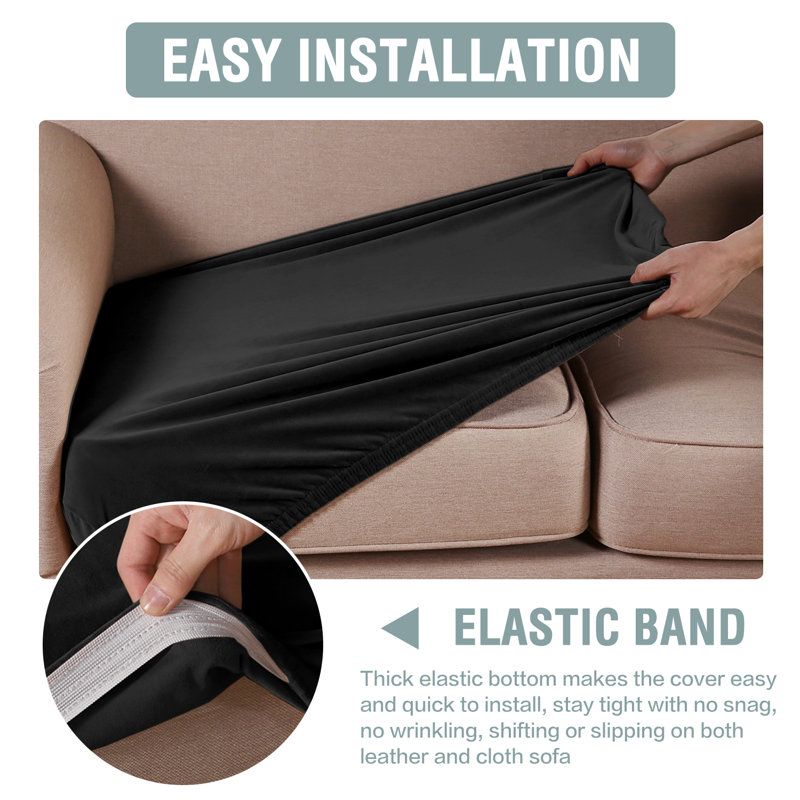 Luxurious Black Velvet Box Cushion Slipcover Set of 3