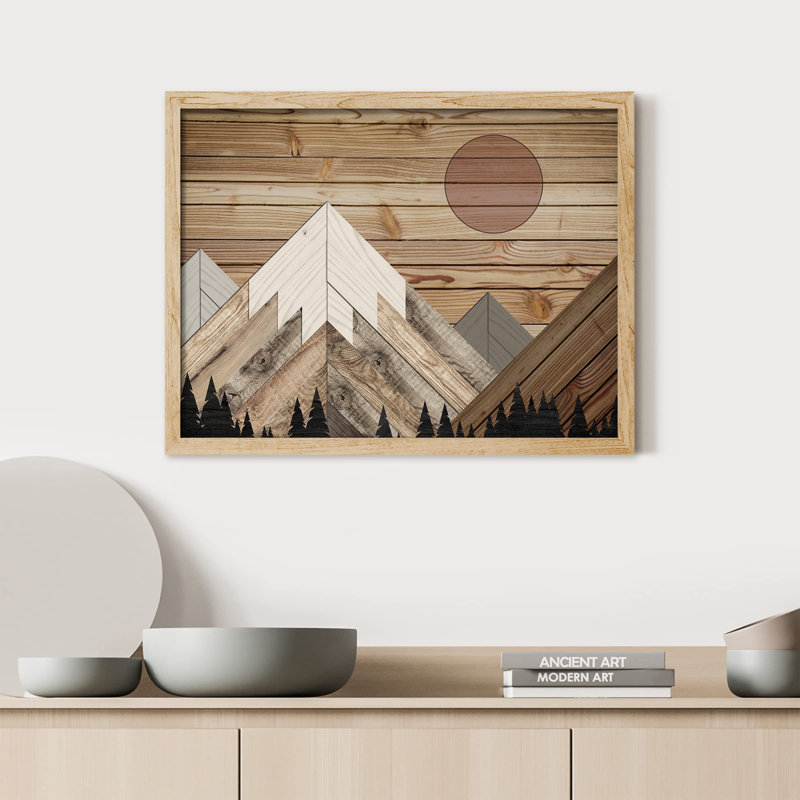 «Panneau de bois enneigé, forêt enneigée» sur papier, Naturel, H 12 po x l 16 po