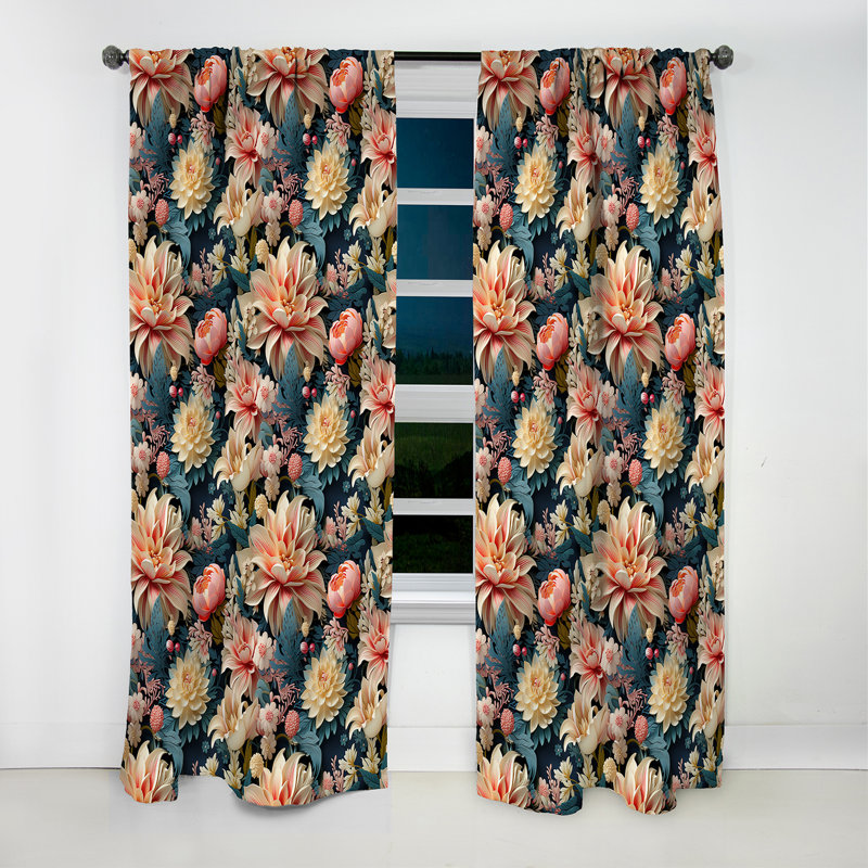 Soft Soft Paisley Garden Playfulness I - Rideau damassé - Rideau occultant - 1 panneaux, L 52 po x L 95 po