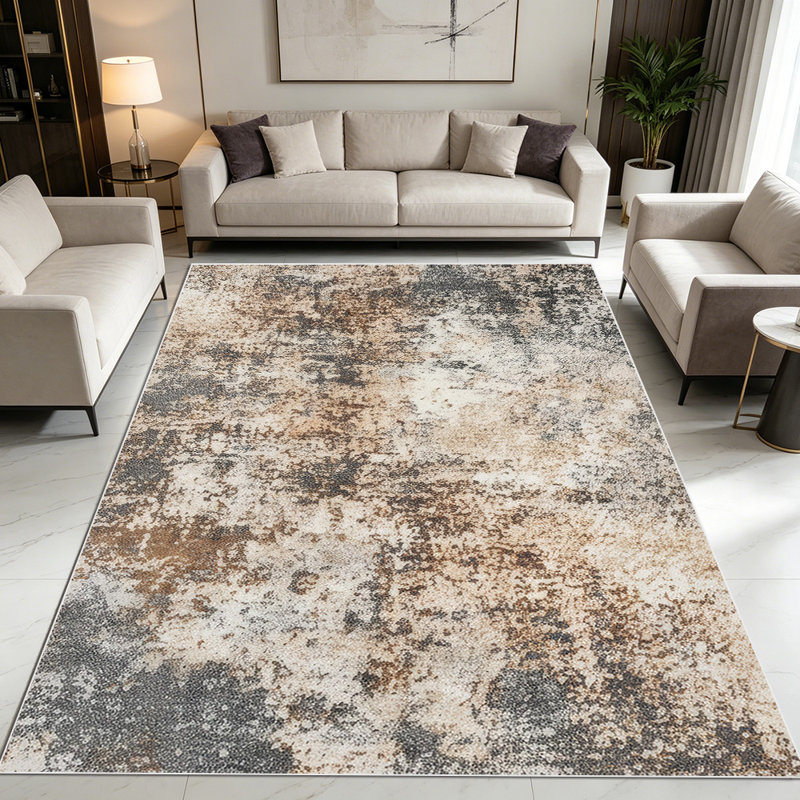 1PC Warm Earth Tone Distressed Speckled Abstract area rugs for Living Room, Soft, All seasons, Easy-maintain, Washable Indoor mat, Farmhouse suitable for dining area, bedroom, entryway, home office, patio porch, hallway, Home Decor, Outdoor Decor.
