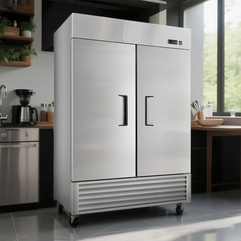 54" Commercial Refrigerator 49 Cu.Ft With 2 Solid Door Reach-In Refrigerators Stainless Steel ETL Approved Upright Fridge Storage