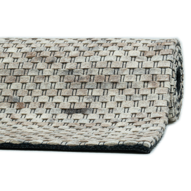 Harnish Striped Wool Hand Woven Area Rug, Rectangle 70 x 140cm