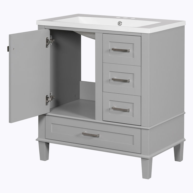 Meuble-lavabo simple 30 po avec plateau Pantilimon, Gris