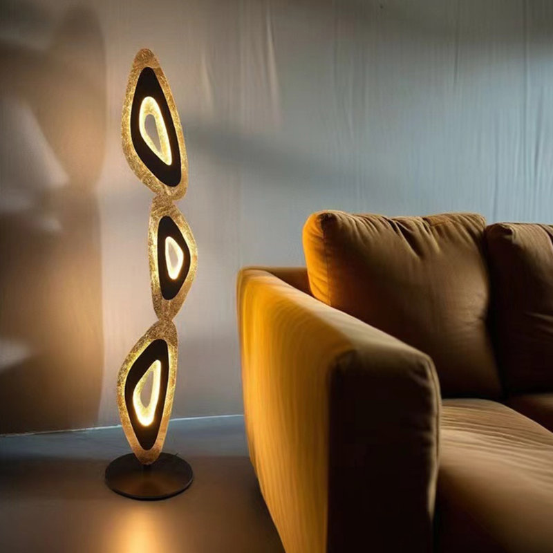 Modern Wrought Iron and Aluminum Art Floor Lamp