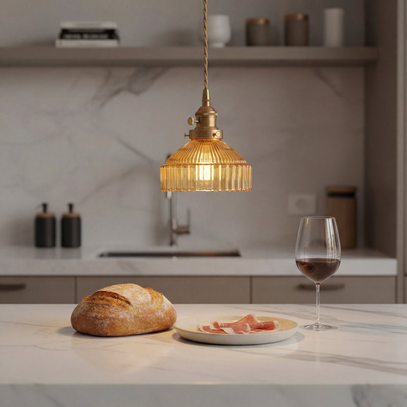 1 luminaire suspendu à intensité variable en verre brun doré