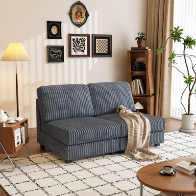 Modern Comfortable Sofas, Dark Grey Corduroy,  For Living Rooms