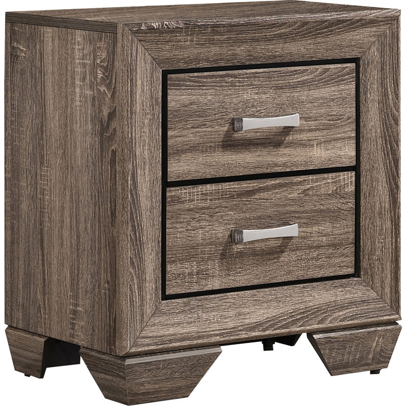 2 - Drawer Nightstand In Washed Taupe Finish, Rectangular Form, Frame, Dual Drawers For Bedroom Essentials, 16.5 Inches Deep And 23.5 Wide With 'S Color, Construction, Ample Capacity, 27 High