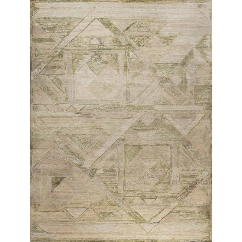 Tapis rectangulaire en laine noué à la main, Rectangle 9 pi x 12 pi